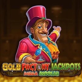 Gold Factory Jackpots Mega Moolah game by Aurum Signature Studios – logo hosted on VooDoo Casino